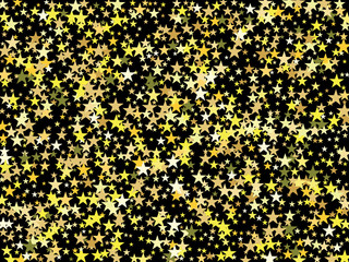 Gold Stars Confetti Vector Magic Cosmic Light Garland. Christmas Birthday Party Scatter Gamour Sparkles Glowing Celebration Decoration. Noble Rich New Year Holiday Premium Texture Star Dust Explosion.