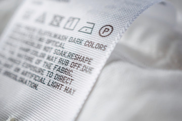 Cloth label tag with laundry care instructions