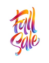 Autumn season hand lettering Fall Sale. Modern brush calligraphy isolated on white background. Vector illustration