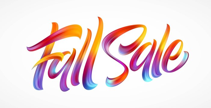 Autumn season hand lettering Fall Sale. Modern brush calligraphy isolated on white background. Vector illustration