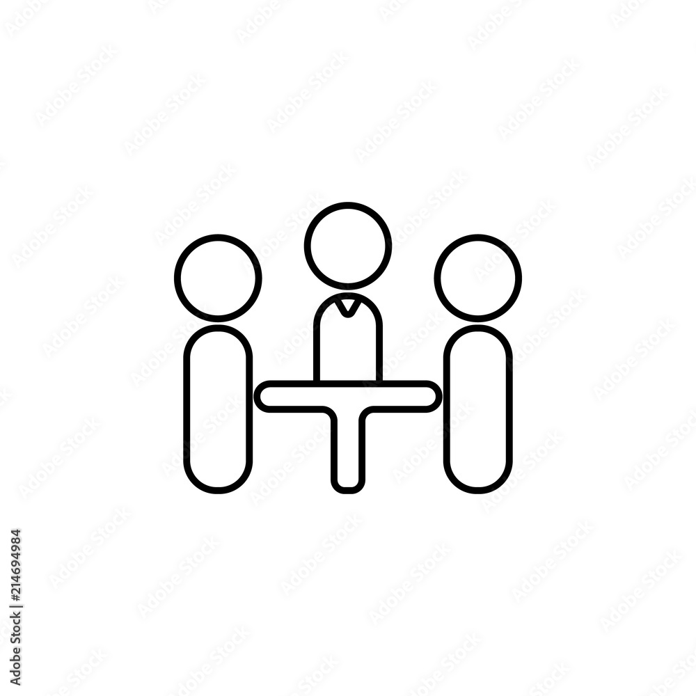Poster the meeting icon. element of communication icon for mobile concept and web apps. thin line the meeti