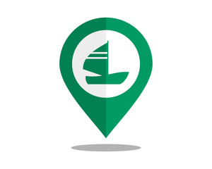 sail ship marker pin path image vector icon logo