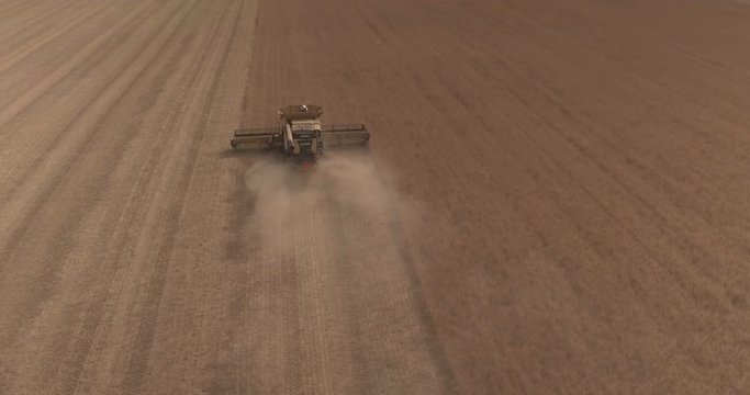 Combine Harvest Wheat Aerial
