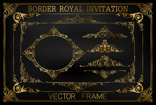 Golden Vintage vector Set. Floral elements for design of monograms, invitations, frames, menus, labels and websites. Graphic elements for design of catalogs and brochures of cafes, boutiques