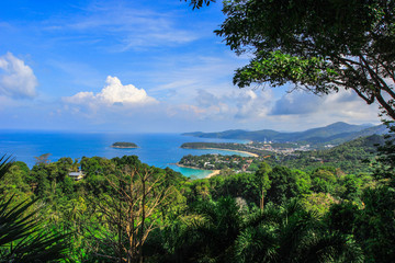 Fototapeta na wymiar Viewpoint Karon is one of the beautiful in Phuket. The beach and sea view. The tourists are visiting throughout the journey.