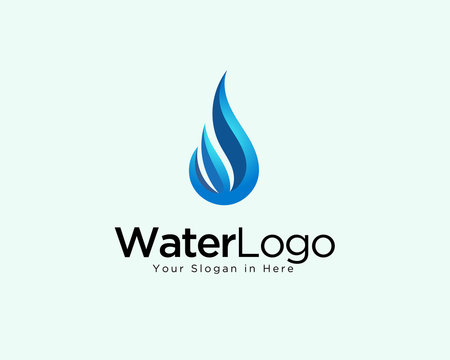 W letter water blue logo, W water drop logo