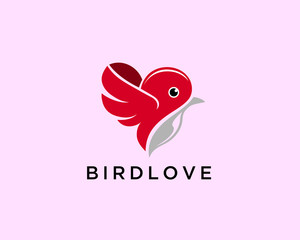 Bird love logo, bird fly logo, love bird logo
