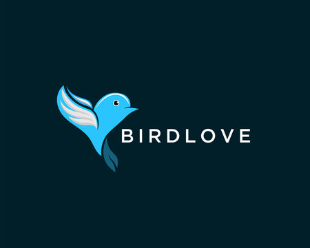 blue Bird love logo, bird fly logo, love bird logo