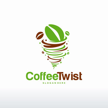 Coffee bean logo designs concept vector, Coffee twist logo template vector