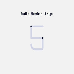 Creative english version of Braille number design element.Braille numbers.Alphabet letters.Classic emblem.Elegant dynamic alphabet letters.Flat web design icon.Vector illustration.