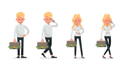 Set of Businessman and Businesswoman character vector design. no46