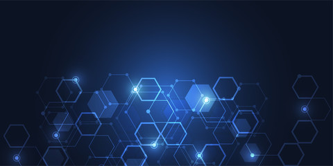 Abstract hexagonal background consisting of cells, Molecular structure, Technology polygonal concept. Vector illustration
