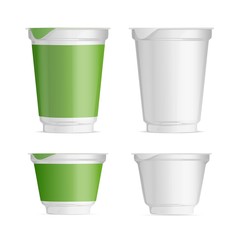 set of plastic Cup Layouts, food packaging for yogurt and jams