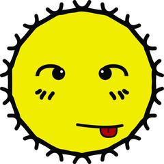 Confuse shining yellow sun cartoon