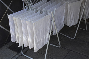 Fototapeta na wymiar white towel on clothesline