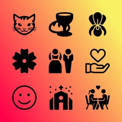 Vector icon set about love with 9 icons related to owner, rabbit, last supper, group, font, caucasian, woman, hand, vector and marriage