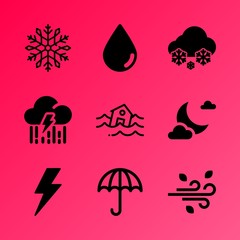 Vector icon set about weather with 9 icons related to colorful, color, interface, bright, holiday, application, splash, future, white and realistic
