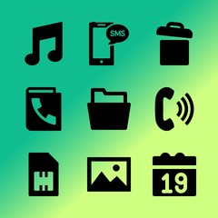 Vector icon set about mobile device with 9 icons related to sms, isolated, wallpaper, presentation, vector, write, mail, archive, interior and pictogram