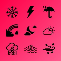 Vector icon set about weather with 9 icons related to forecast, tragedy, flora, texas, park, outdoor, fluffy, green, tree and round