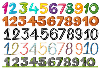 A set of numbers and fonts