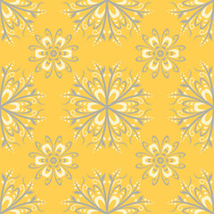 Seamless floral pattern. Bright yellow background with flower designs