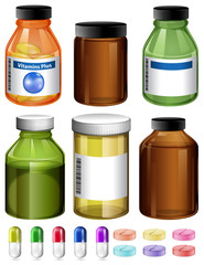 A set of medicine and container