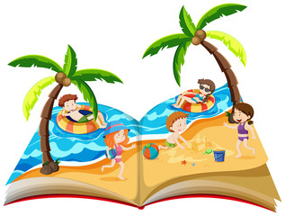 A pop up book with summer holiday