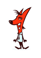 Illustration of a fox businessman. Vector illustration. Image is isolated on white background. Lovely, cartoon, red-haired fox. Mascot, a symbol of the company.