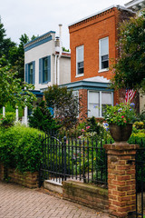 Fototapeta na wymiar Houses on Montgomery Street in Federal Hill, Baltimore, Maryland