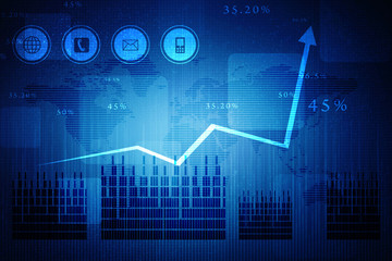 2d rendering Stock market online business concept. business Graph
