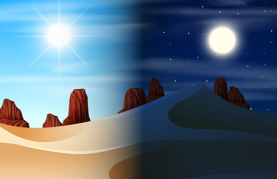 Desert day and night scene