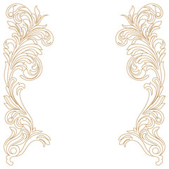 Golden vintage baroque ornament, corner. Retro pattern antique style acanthus.