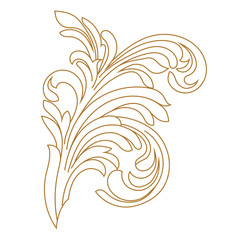 Golden vintage baroque ornament, corner. Retro pattern antique style acanthus.