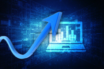 Rising colorful arrow business growth . 3D illustration
