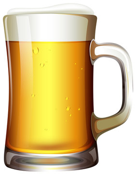 A mug of beer on white background