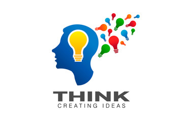 Thinking Brain Creative Imagination. Vector Logo Symbol