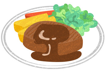 ハンバーグ　手描き風
