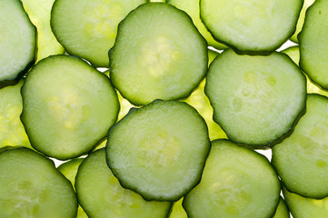 Fresh cucumber slices isolated