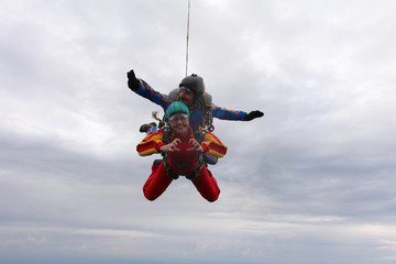 Fototapeta na wymiar Skydiving. Tandem jump.