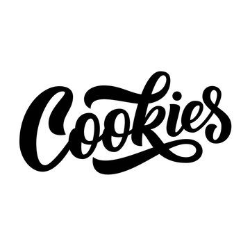Cookeis hand lettering, custom typography, black ink brush calligrahy letters on white background. Vector type illustration