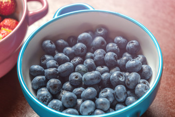 Blueberries and strawberries in dishes as ingredients