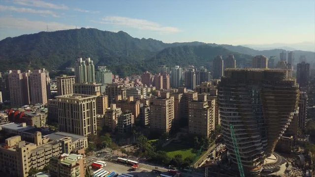 sunny day taipei cityscape downtown aerial panorama 4k taiwan
