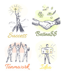 Success and Business Posters Vector Illustration