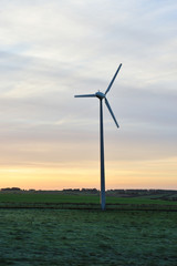 Wind turbines  landscape with a sunset