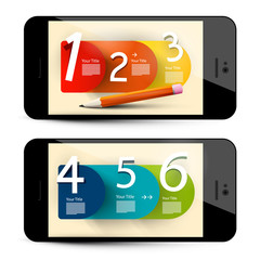Six Step Infographic Layout on Mobile Phone Screens - Vector Business Concept Design.