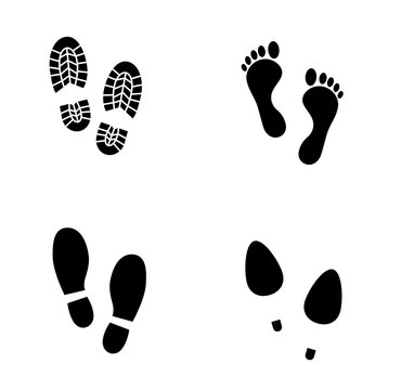 Footprints - vector icon set.
