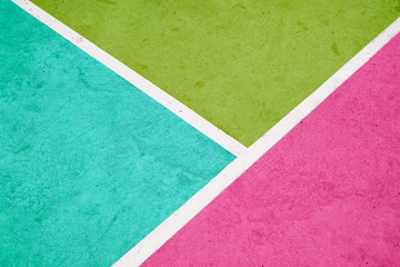 sport field lines closeup - white lines on colorful concrete floor