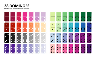 Colored domino full set in flat design style.