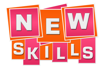 New Skills Orange Pink Squares Stripes 