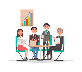 Obraz premium Spotkanie firmowe ludzi Usiądź przy stole Exchange Info